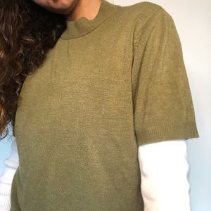 Olive Green Turtleneck Short Sleeve